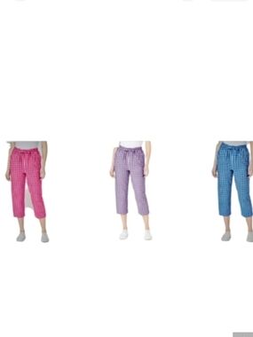 #28W Woman Within 3pc Capri Pants Gingham Women's Cropped Pants